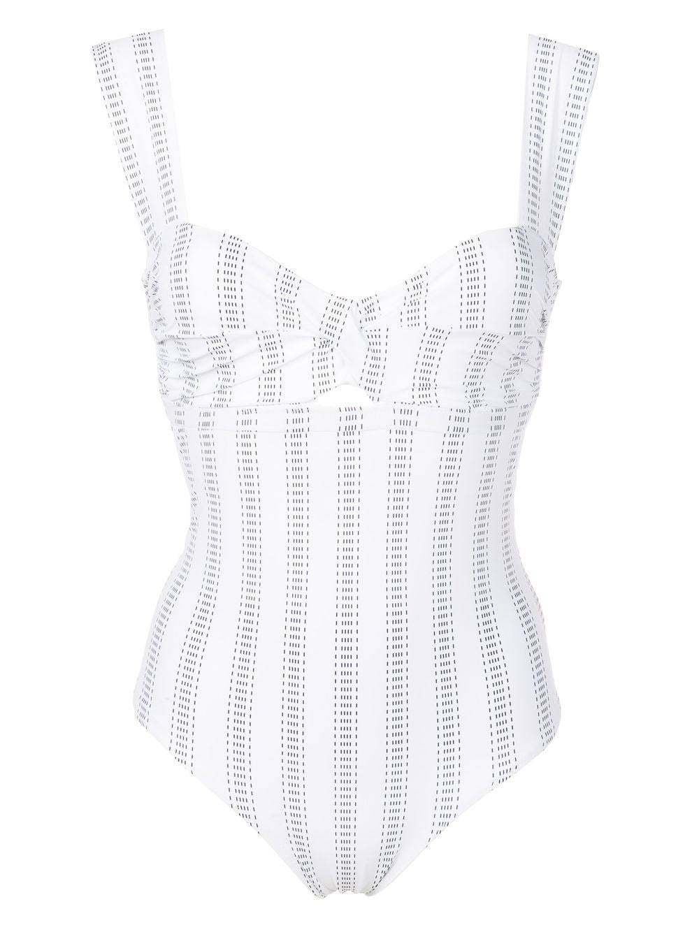 Amir Slama twist-detail stripe-print swimsuit - White von Amir Slama