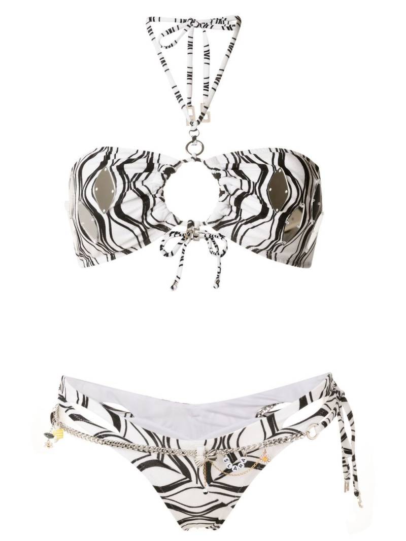 Amir Slama wave-print chain-detail bikini set - White von Amir Slama