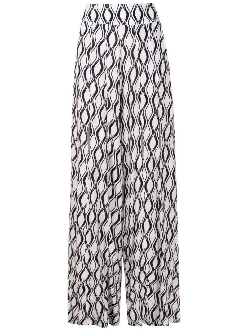 Amir Slama wave-print palazzo trousers - White von Amir Slama