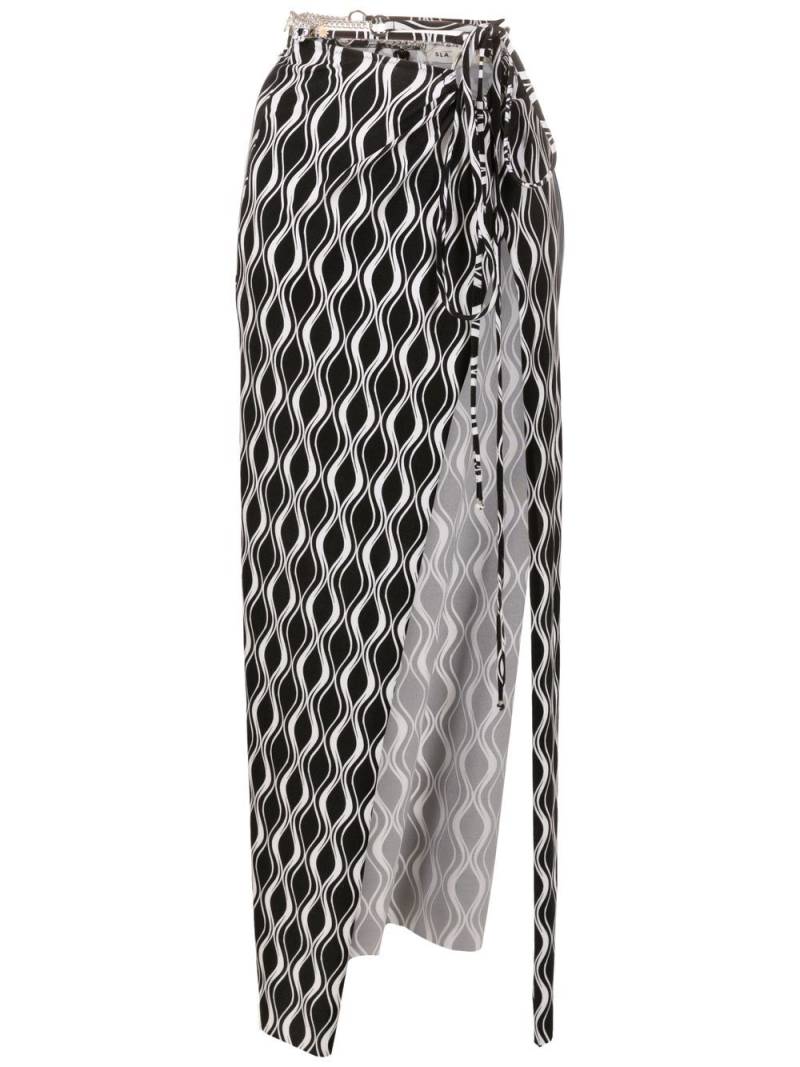 Amir Slama wave-print slit maxi skirt - Black von Amir Slama