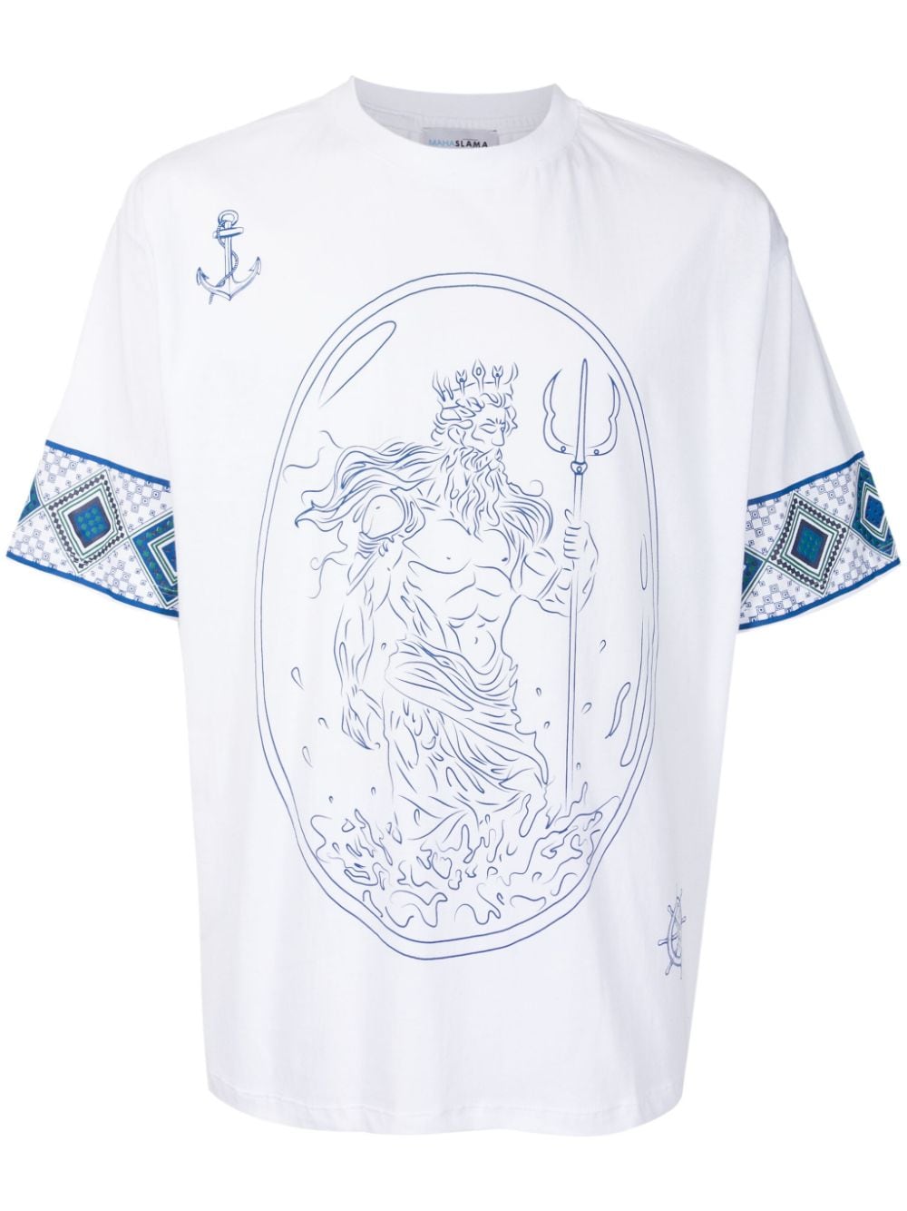 Amir Slama x Mahaslama Poseidon-print cotton T-shirt - White von Amir Slama