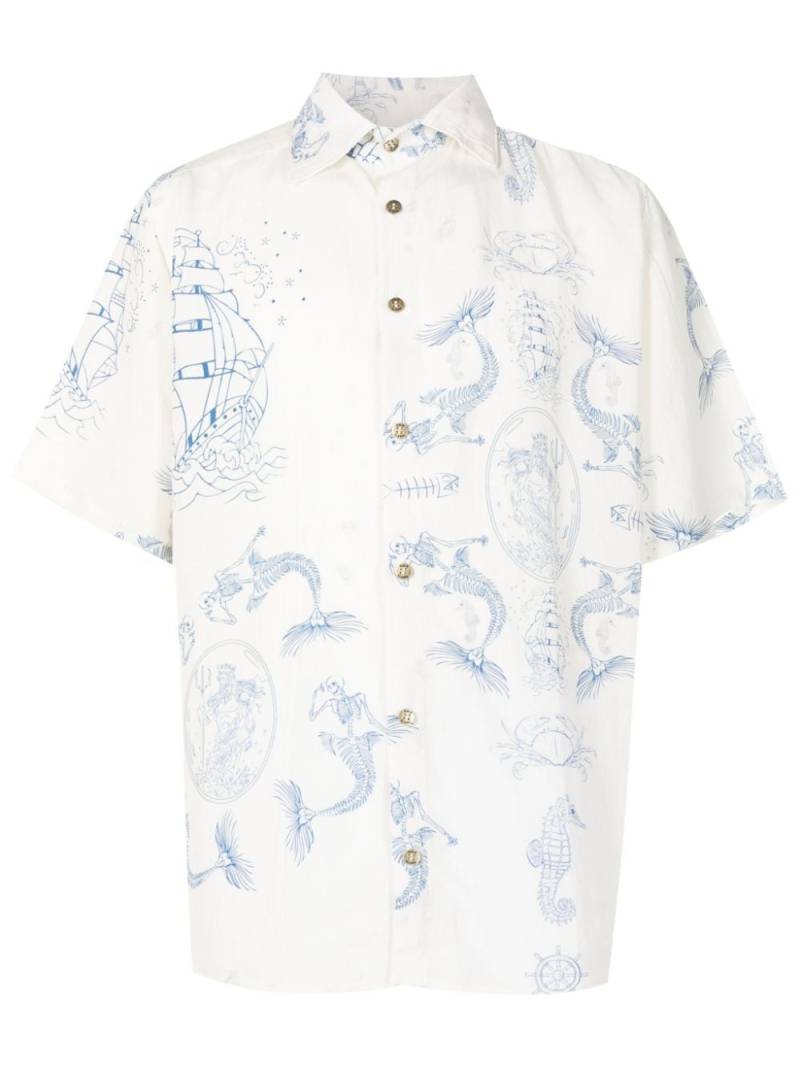 Amir Slama x Mahaslama logo-engraved graphic-print shirt - White von Amir Slama