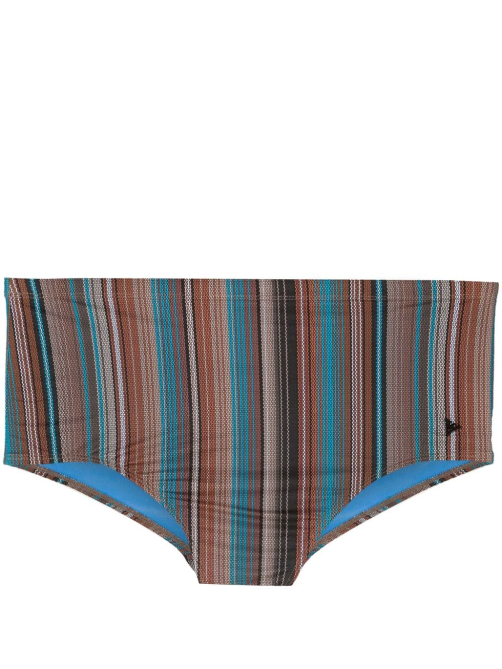 Amir Slama x Mahaslama logo-plaque striped swim shorts - Neutrals von Amir Slama