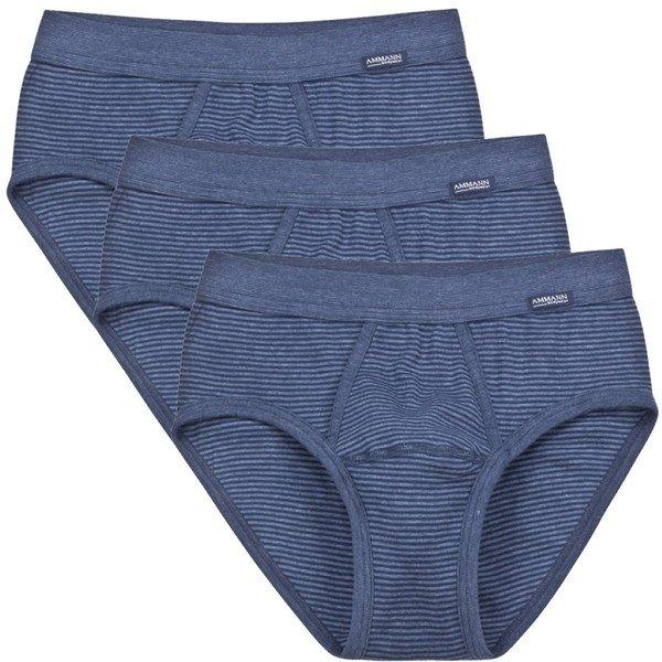 3er Pack Jeans Feinripp - Slip Unterhose Mit Eingriff Herren Blau 3XL von Ammann