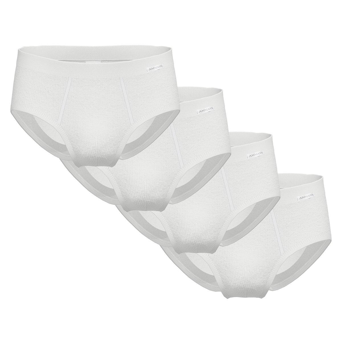 4er Pack Organic Cotton Doppelripp - Slip Unterhose Herren Weiss L von Ammann