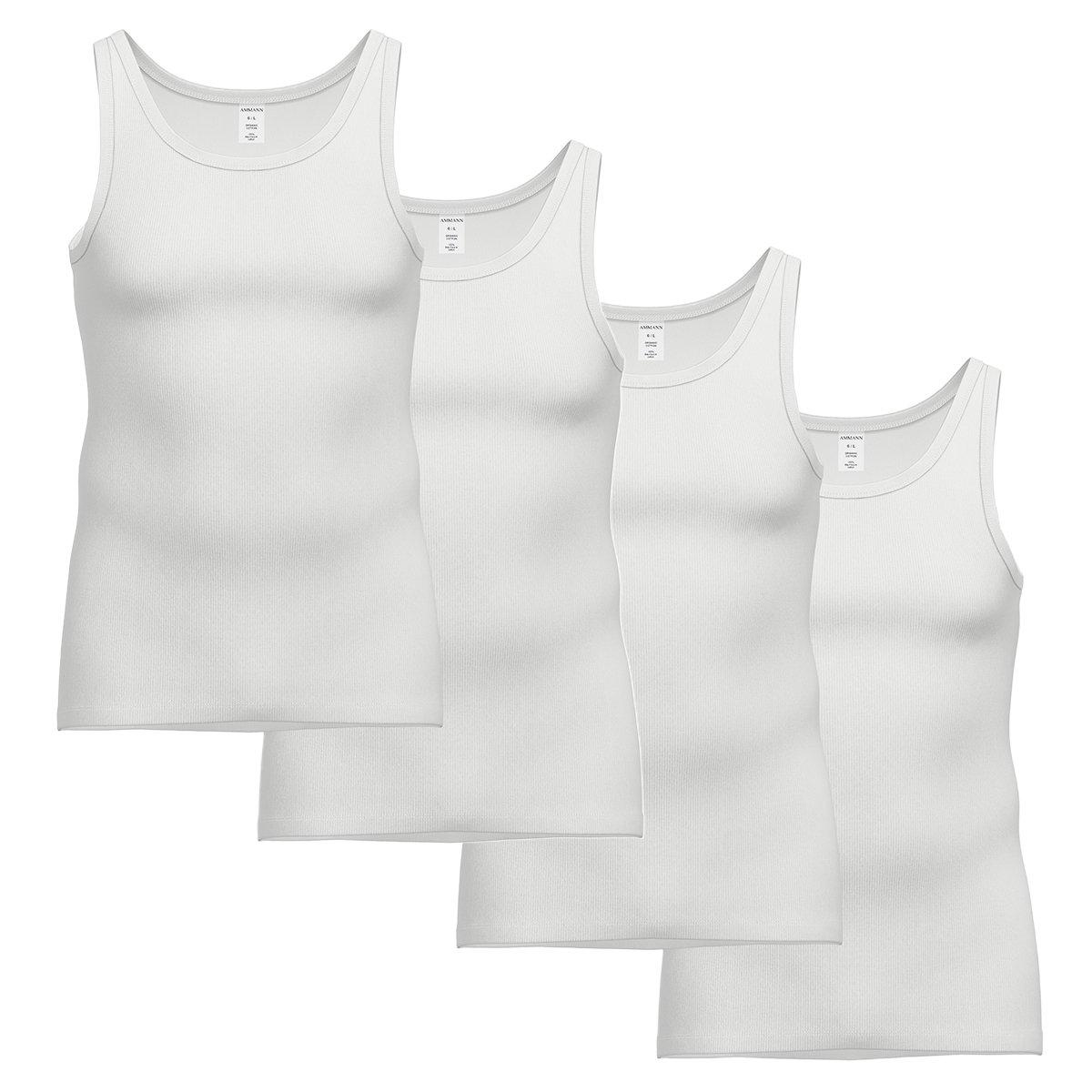 4er Pack Organic Cotton Doppelripp - Unterhemd Tanktop Herren Weiss XXL von Ammann