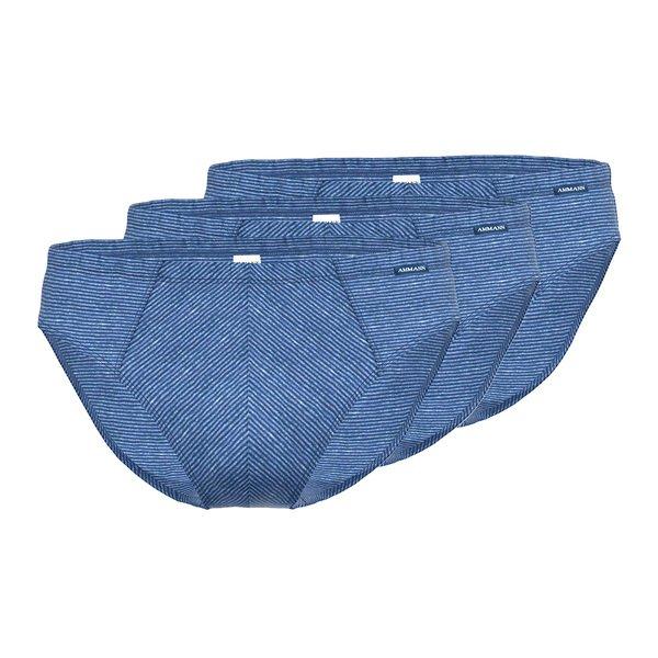 3er Pack Jeans Single - Mini-slip Unterhose Herren Blau M von Ammann