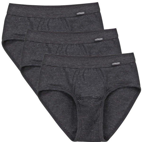 3er Pack Jeans Feinripp - Slip Unterhose Mit Eingriff Herren Grau L von Ammann