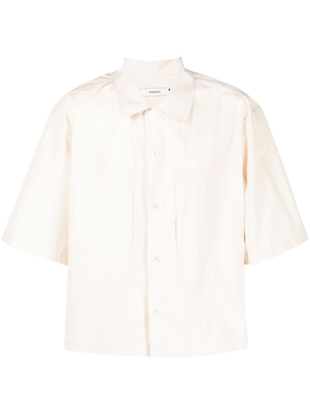Amomento Cuban-collar cropped shirt - Neutrals von Amomento