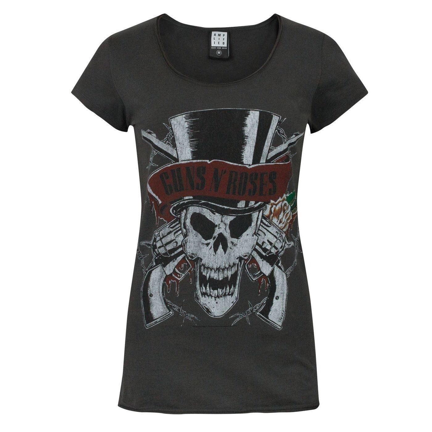 Guns N Roses T-shirt Mit Totenkopf Damen Charcoal Black L von Amplified
