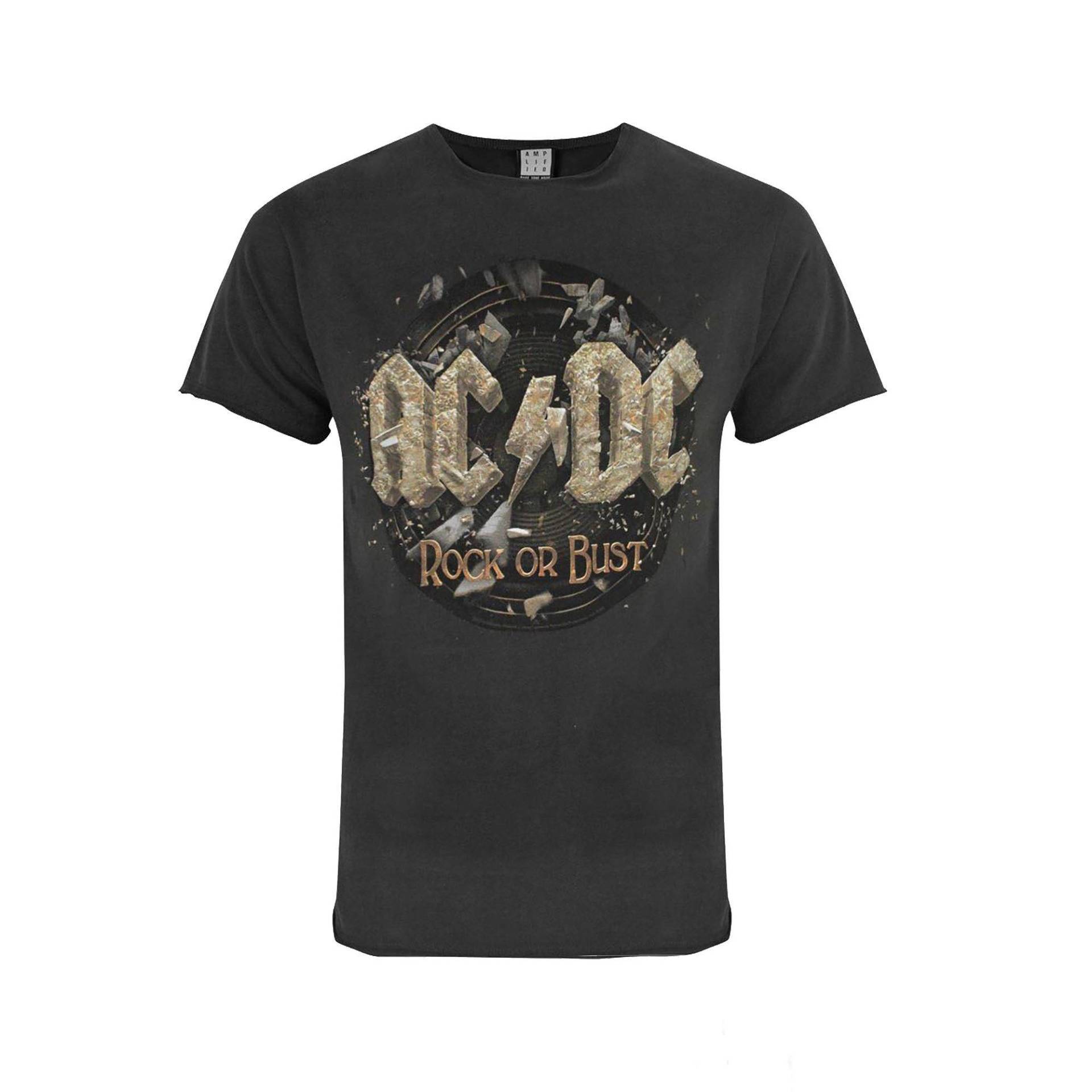 Offizielles Acdc Comics Rock Or Bust Tshirt Herren Charcoal Black S von Amplified