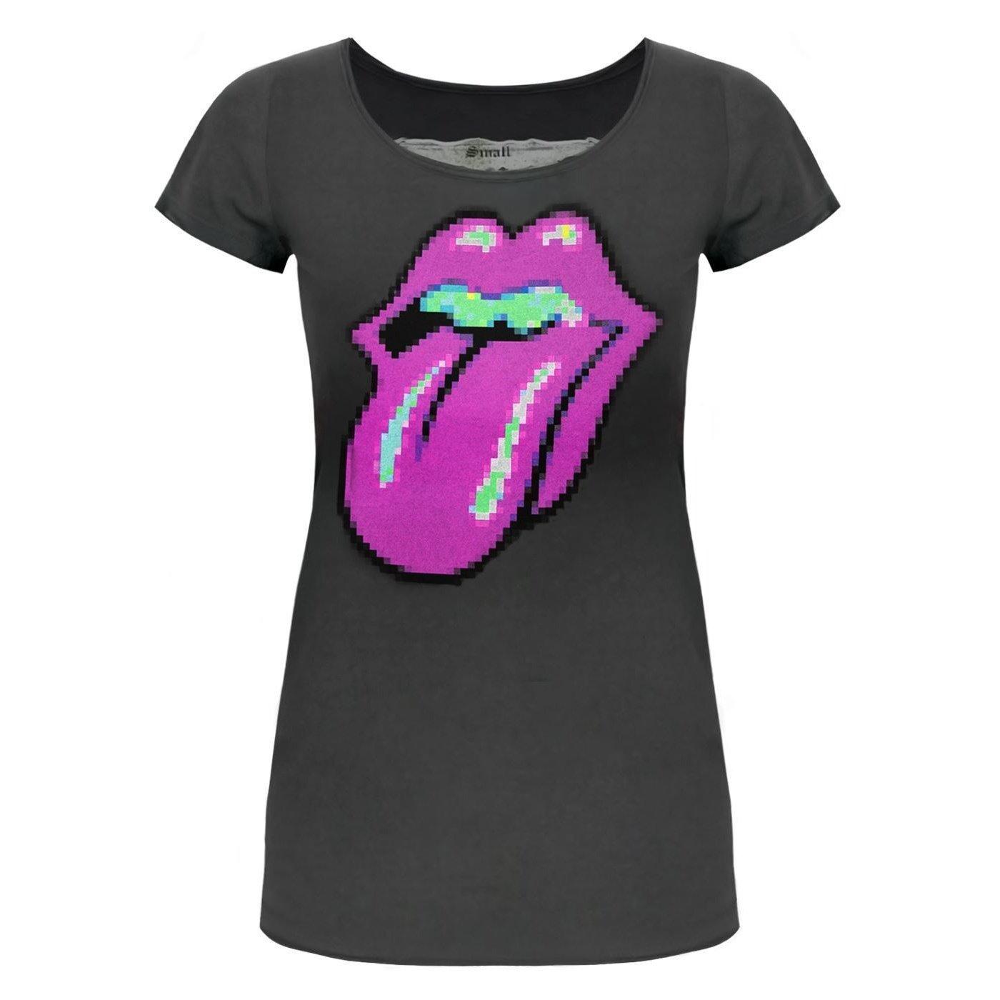 Pixel Lick Tshirt Damen Charcoal Black S von Amplified