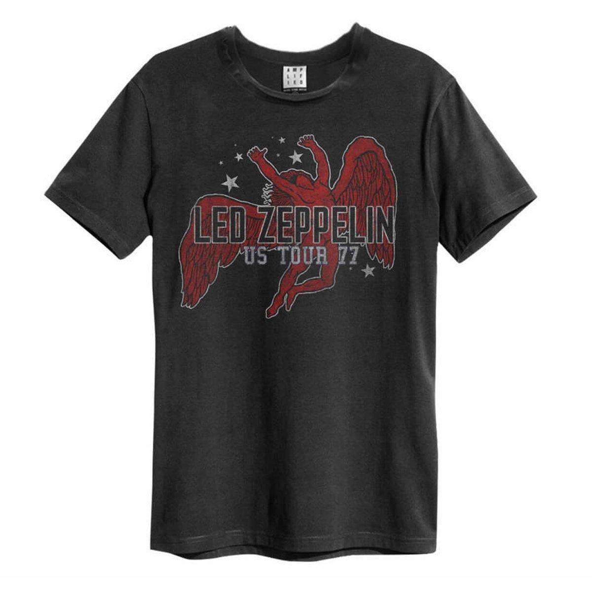 "led Zeppelin Us Tour 77" Tshirt Damen Charcoal Black S von Amplified