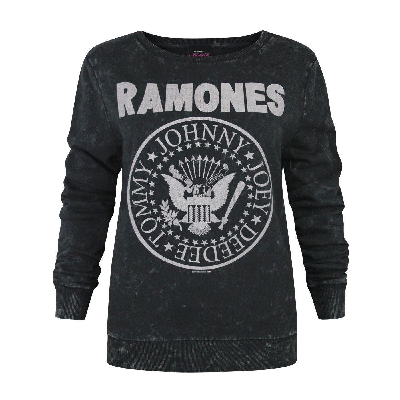 "ramones" Sweatshirt, Logo Damen Charcoal Black M von Amplified