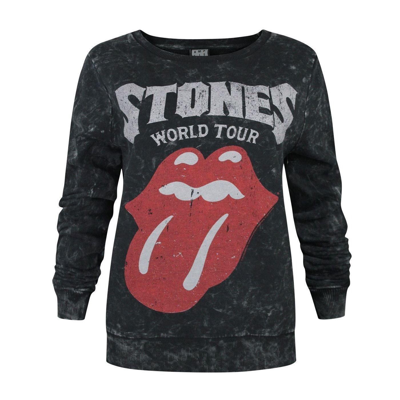 "rolling Stones World Tour" Sweatshirt Damen Charcoal Black L von Amplified