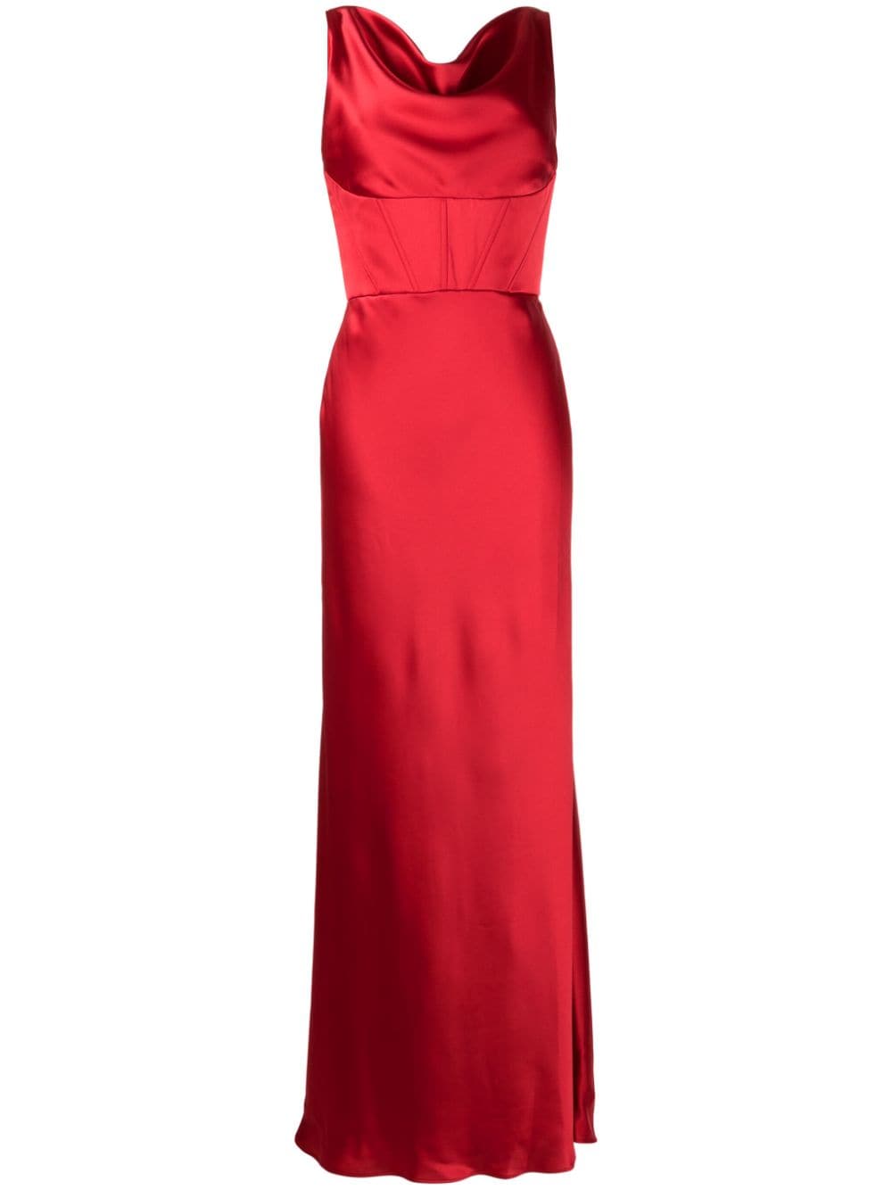 Amsale cowl-neck satin corset gown - Red von Amsale
