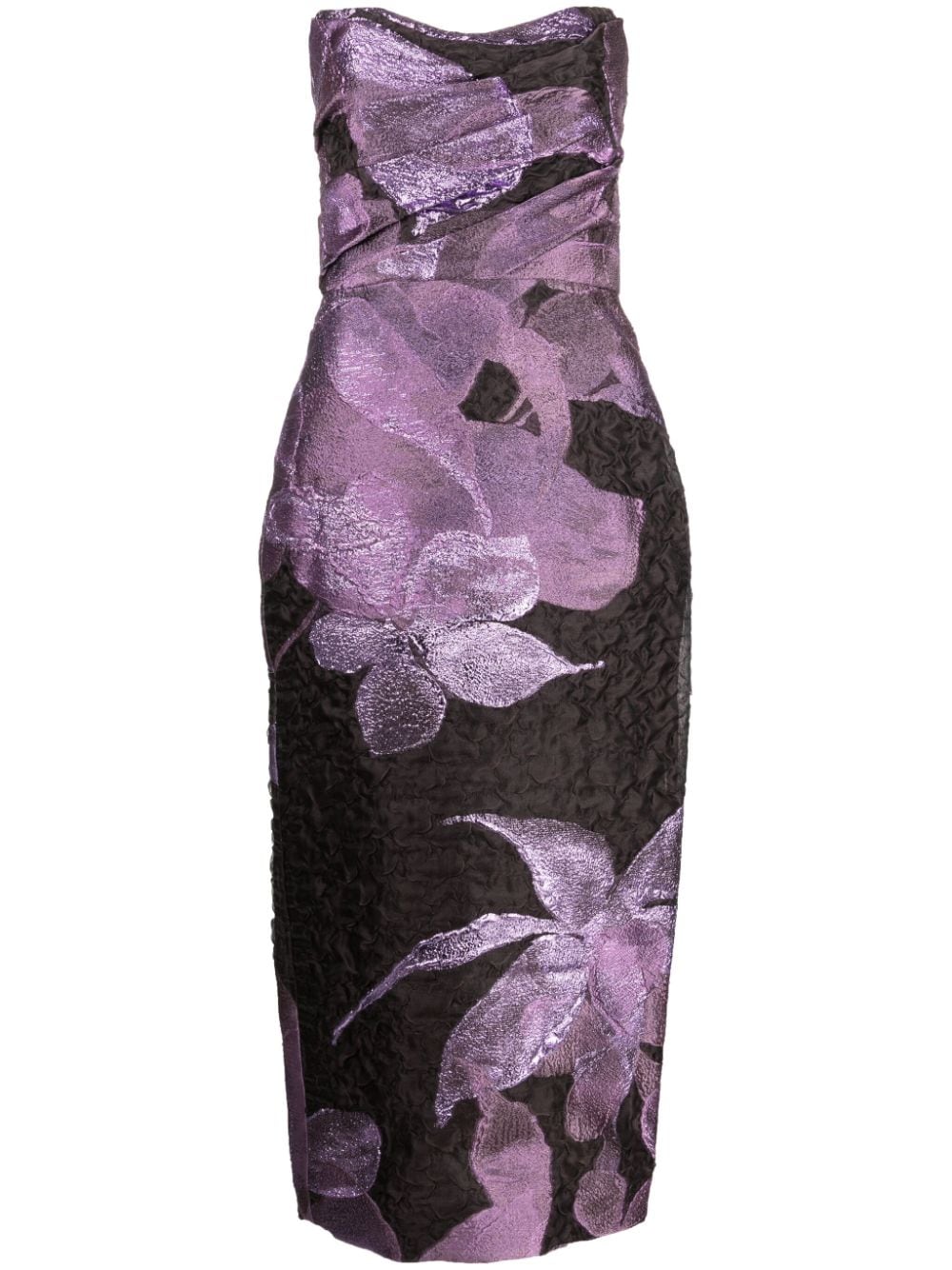 Amsale floral-print midi pencil dress - Purple von Amsale