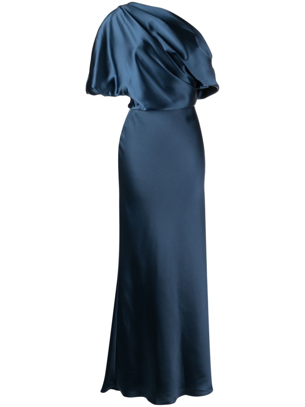 Amsale off-shoulder draped maxi dress - Blue von Amsale