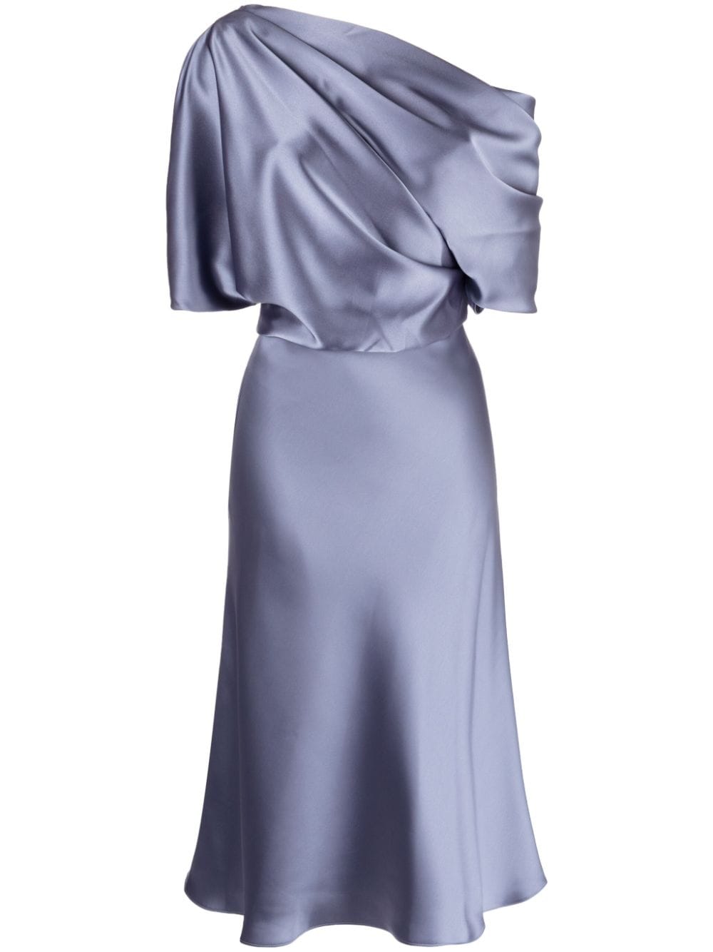 Amsale off-shoulder draped midi dress - Blue von Amsale