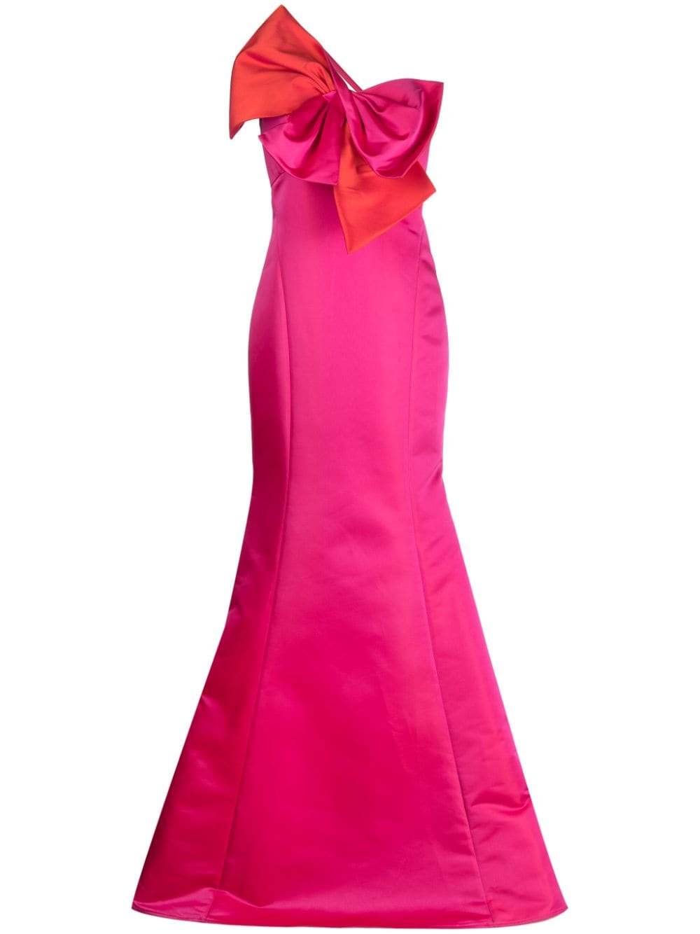 Amsale oversize-bow one-shoulder satin gown - Pink von Amsale