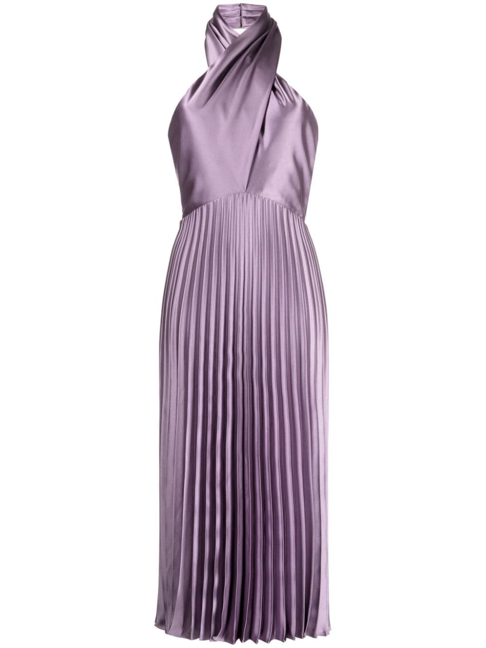 Amsale pleated halterneck midi dress - Purple von Amsale