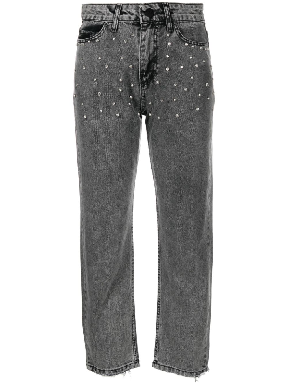 Ana Radu crystal-embellished high-rise cropped jeans - Grey von Ana Radu