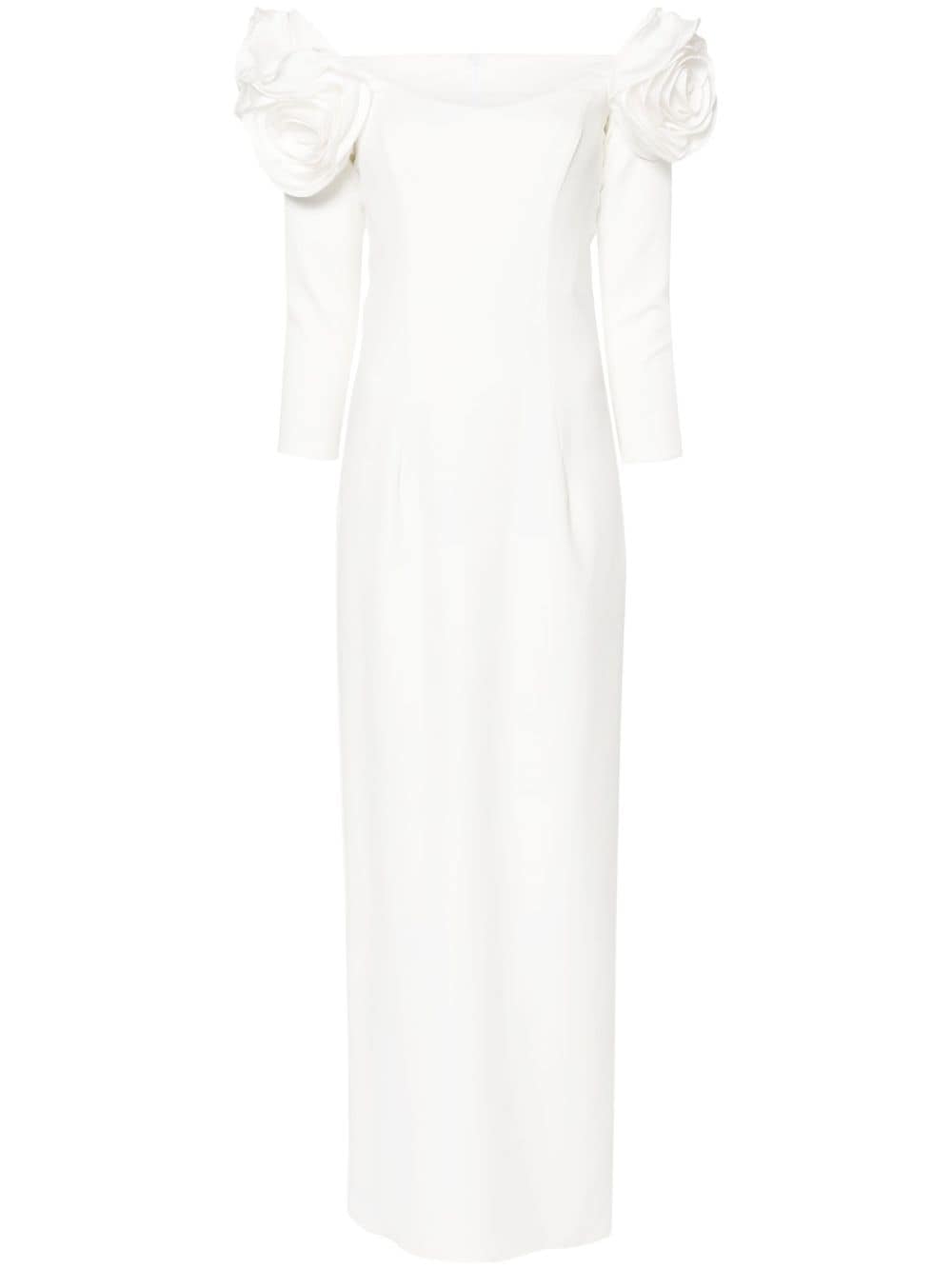 Ana Radu floral-appliqué crepe gown - White von Ana Radu