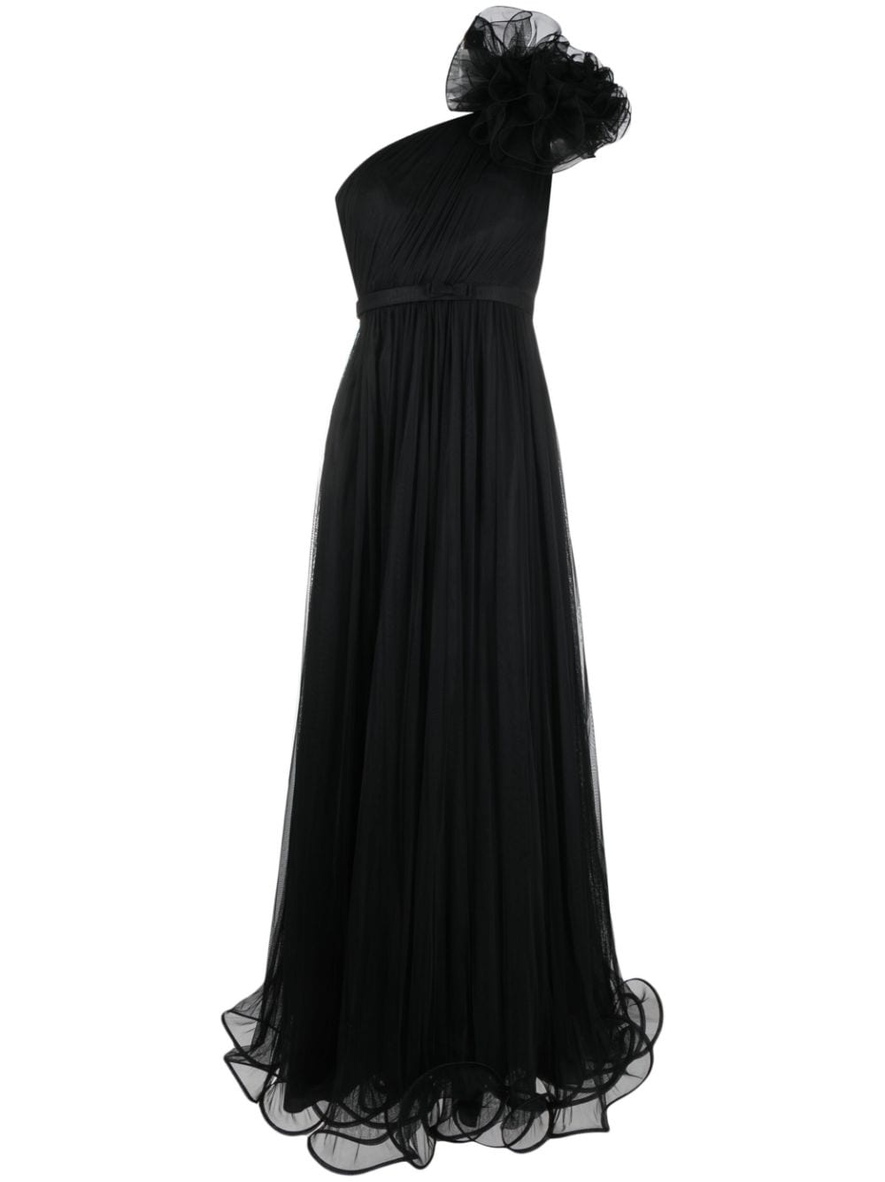 Ana Radu floral-appliqué one-shoulder gown - Black von Ana Radu