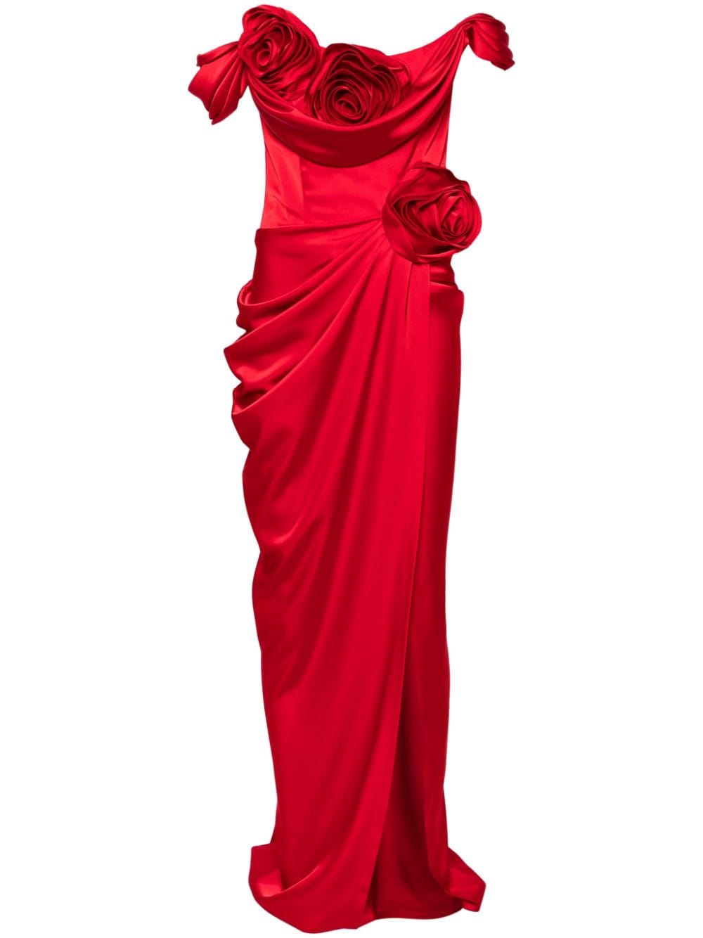 Ana Radu floral-appliqué satin gown - Red von Ana Radu