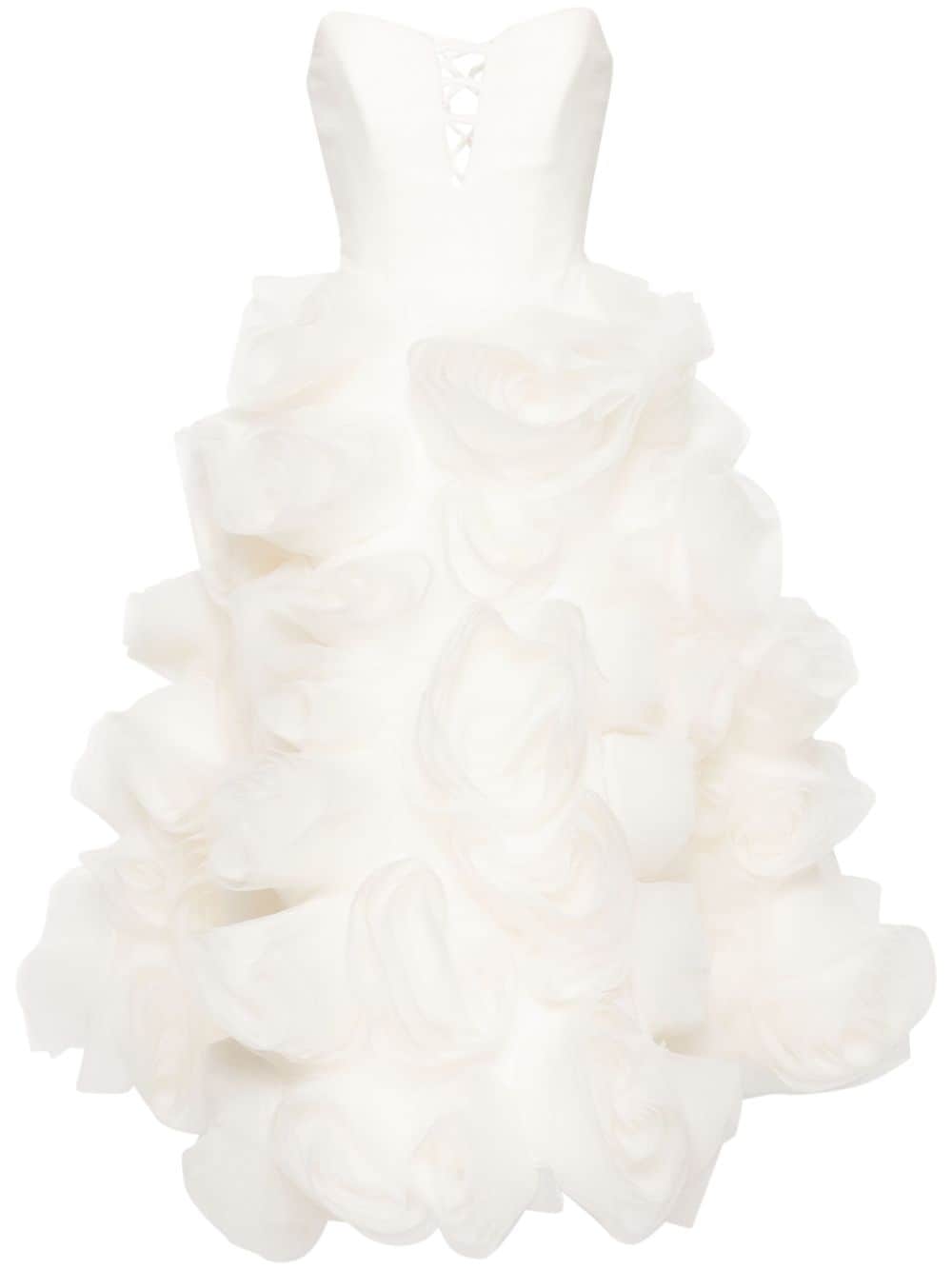 Ana Radu floral-appliqué strapless dress - White von Ana Radu
