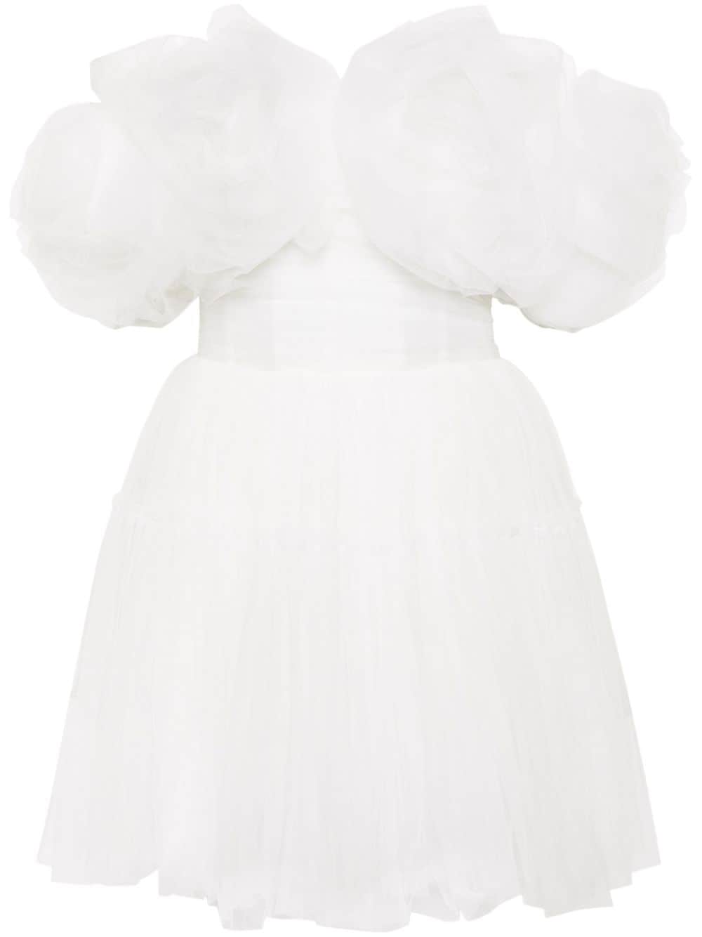 Ana Radu floral-appliqué tulle mini dress - White von Ana Radu