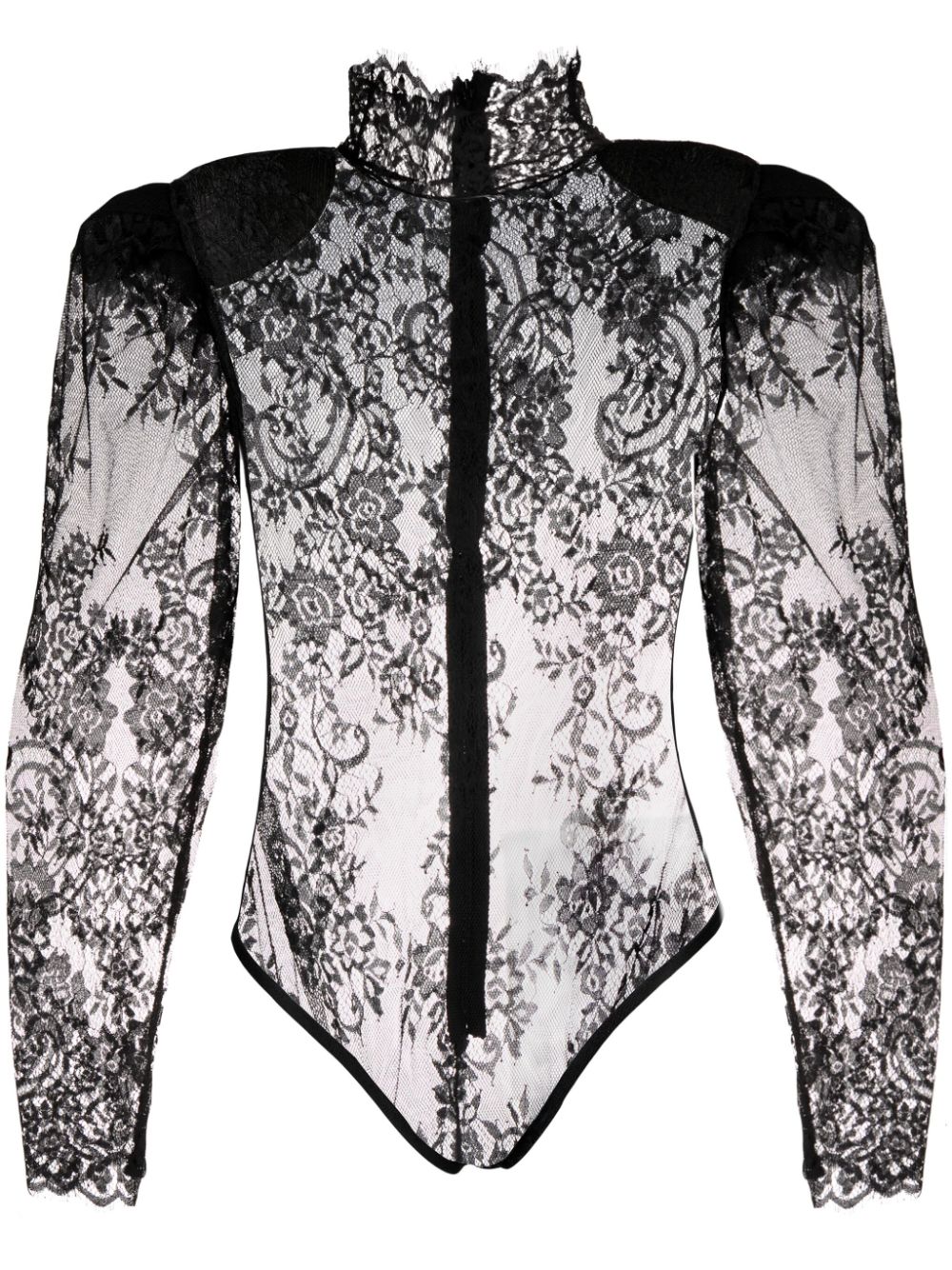 Ana Radu floral-lace shoulder-pads bodysuit - Black von Ana Radu