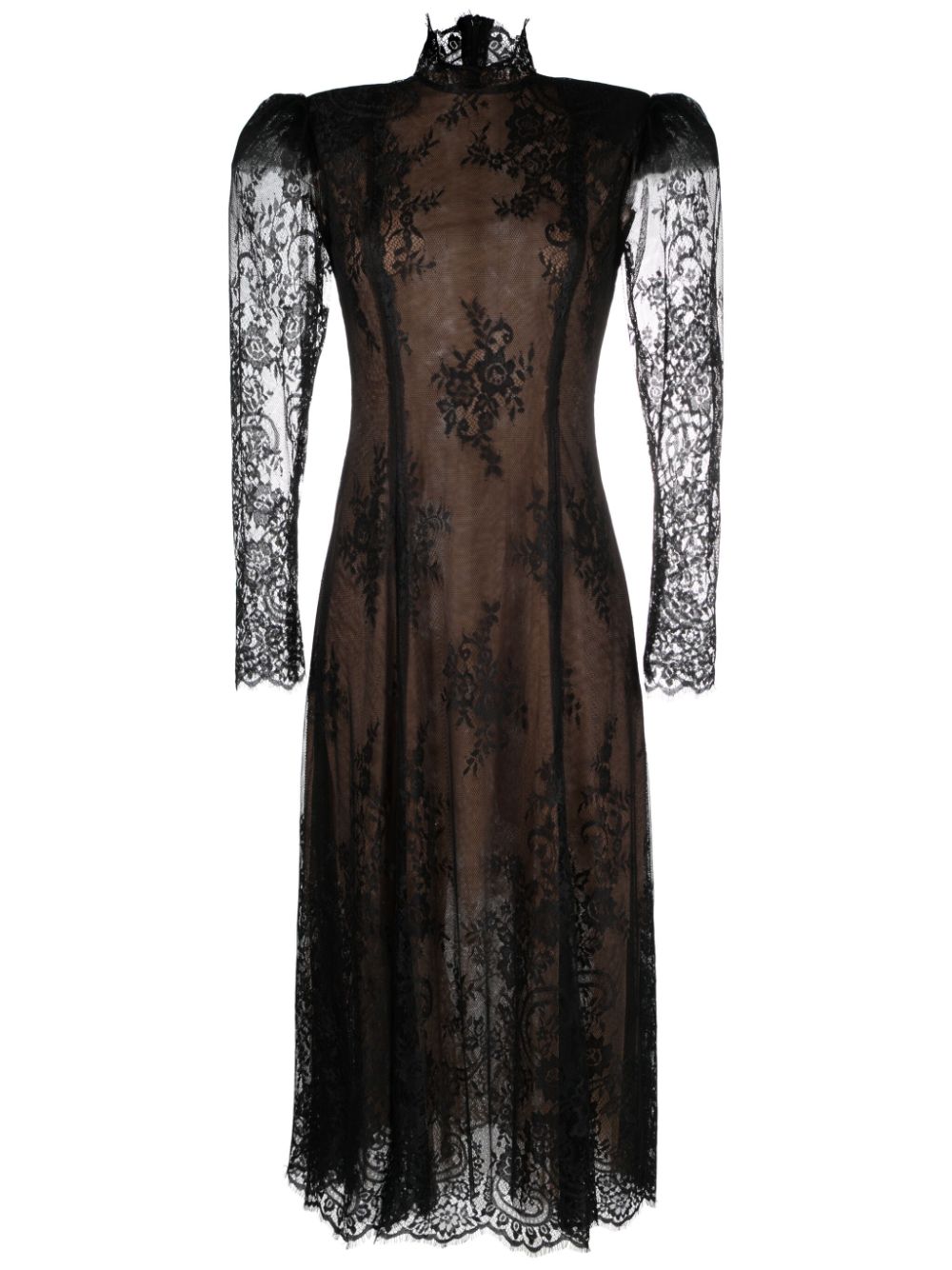 Ana Radu floral-lace shoulder-pads dress - Black von Ana Radu