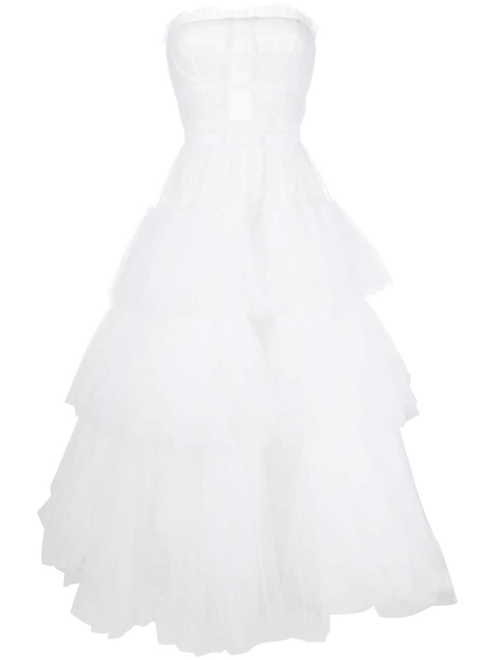 Ana Radu strapless tulle maxi dress - White von Ana Radu