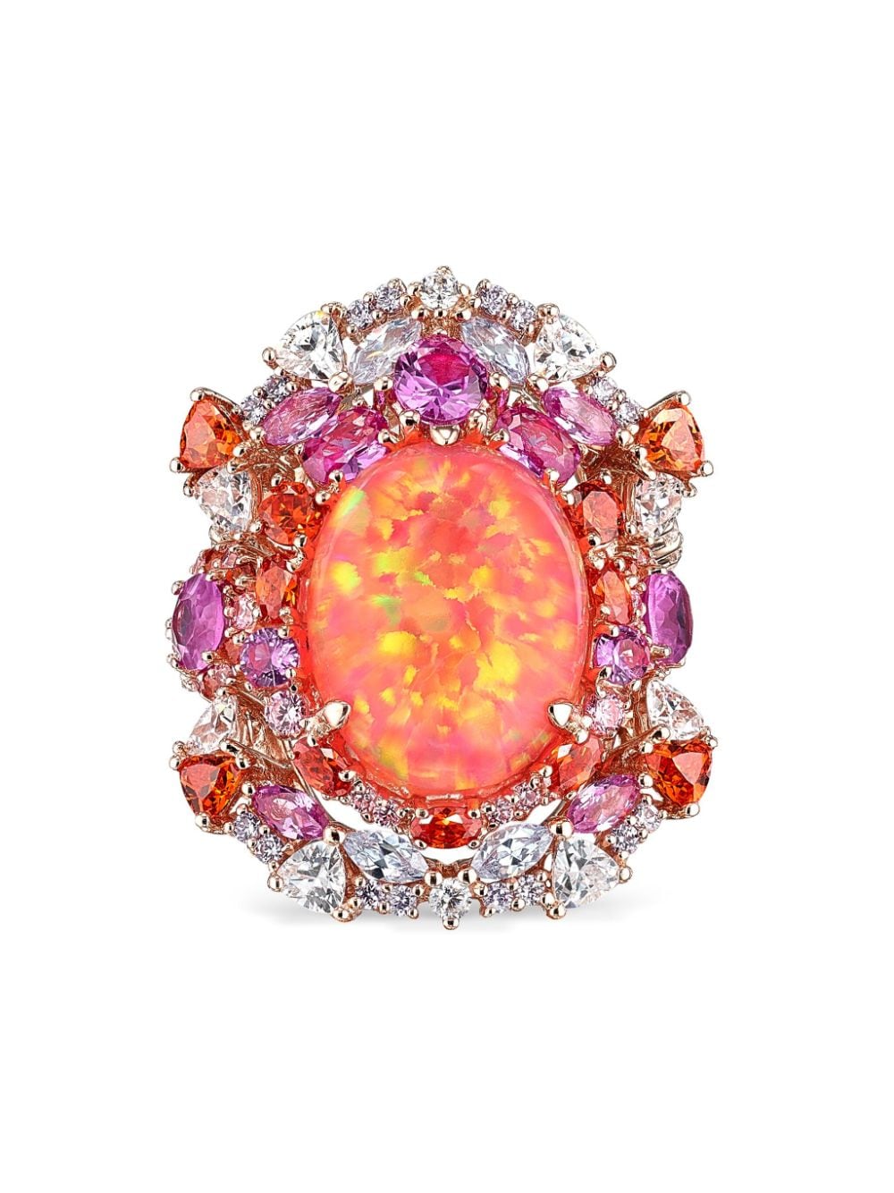 Anabela Chan 18k yellow gold vermeil Coral Opal Ocean gemstone rings - Orange von Anabela Chan