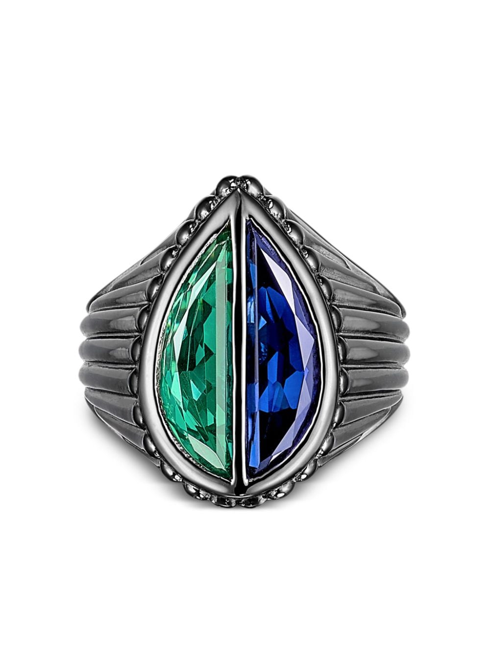 Anabela Chan 18kt black gold Emerald Pear Signet gemstone ring - Blue von Anabela Chan