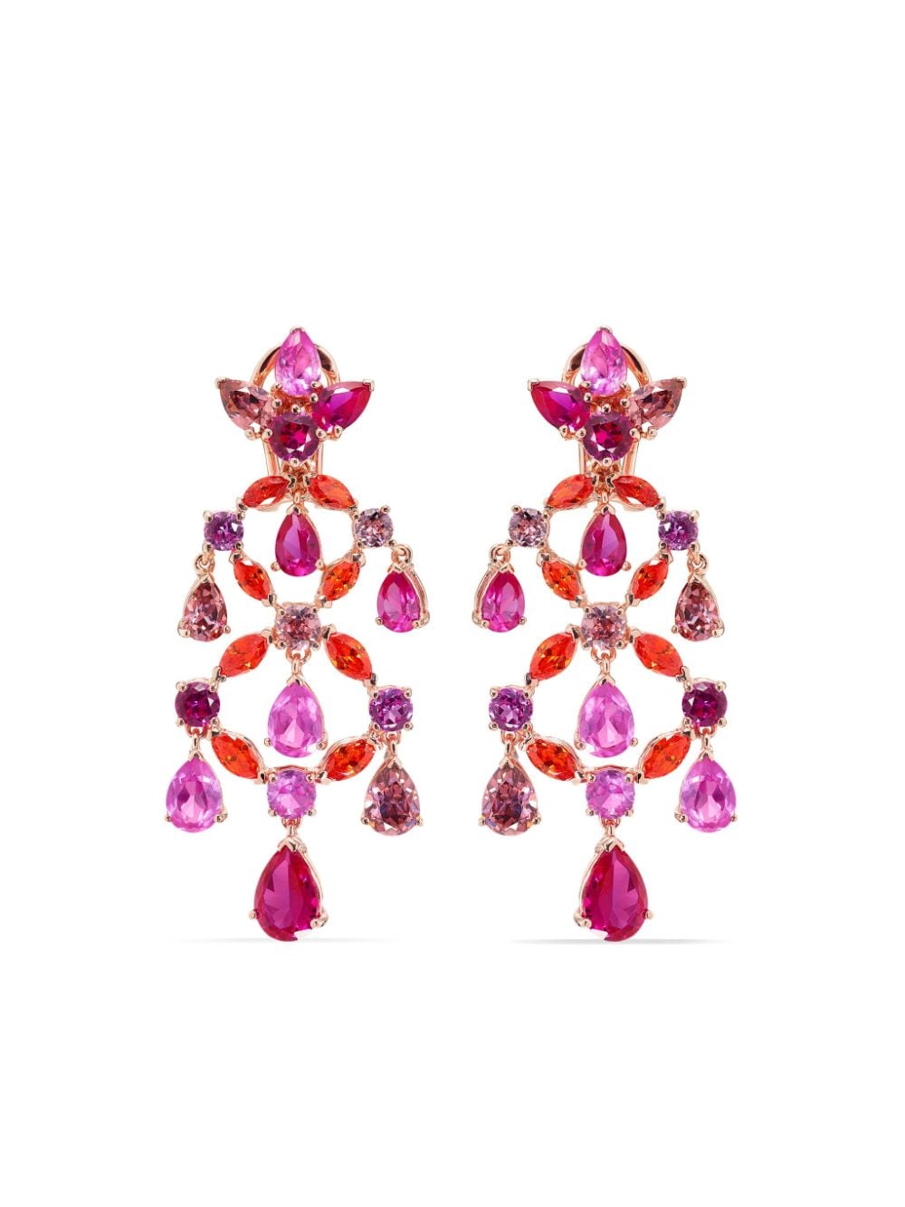 Anabela Chan 18kt gold Chandelier multi-stone earrings - Red von Anabela Chan