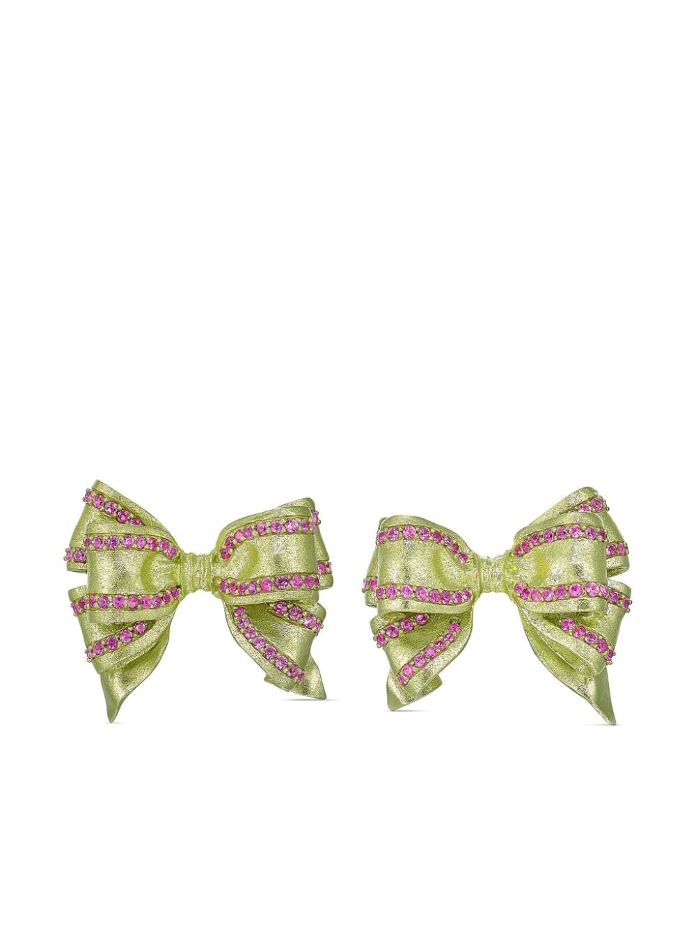 Anabela Chan 18kt gold Mini Bow Tie sapphire earrings - Green von Anabela Chan