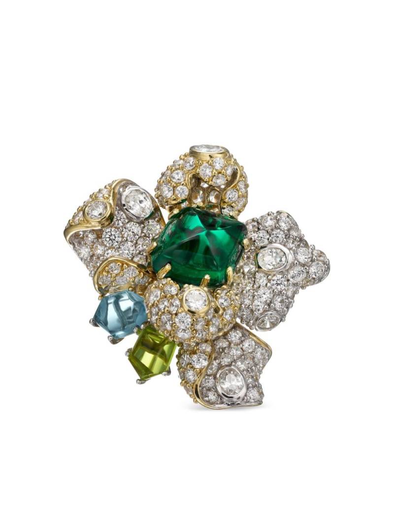 Anabela Chan 18kt gold vermeil Emerald Blossom gemstone ring - White von Anabela Chan