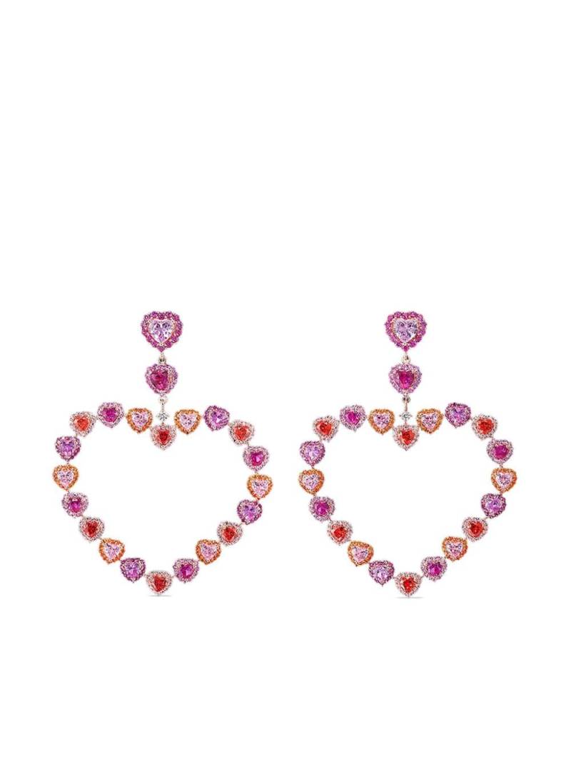 Anabela Chan 18kt rose gold vermeil Love Heart sapphire and diamond earrings - Pink von Anabela Chan
