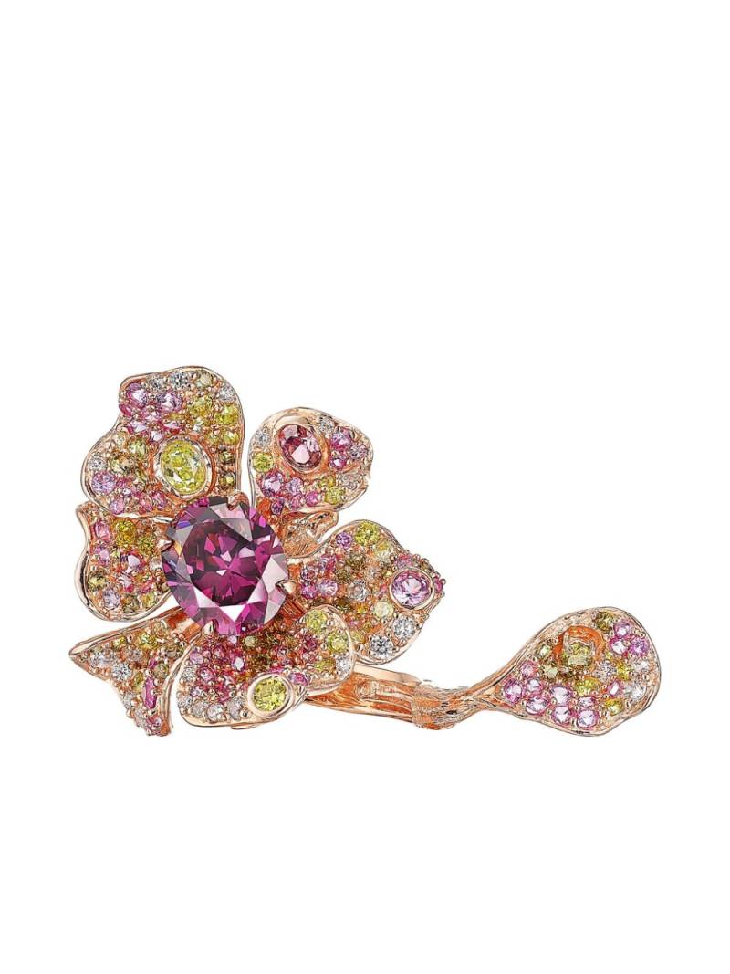 Anabela Chan 18kt rose gold vermeil Tourmaline Peony emerald and diamond ring - Pink von Anabela Chan