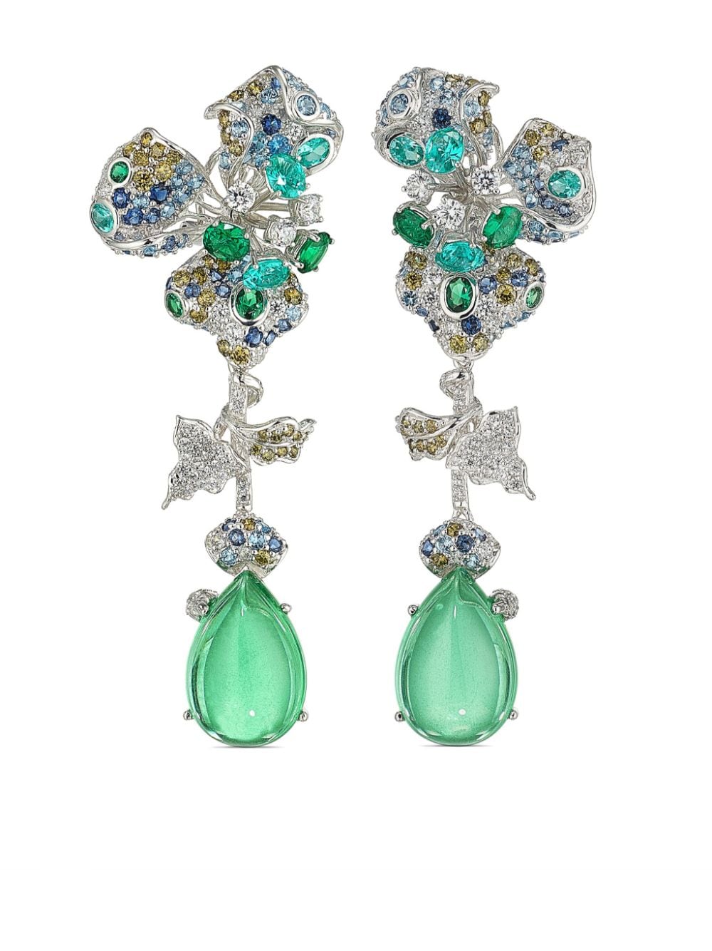 Anabela Chan 18kt white gold Orchid multi-stone earrings - Green von Anabela Chan