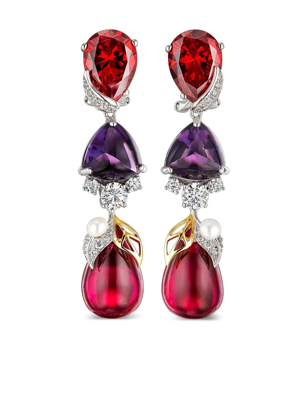 Anabela Chan 18kt white gold vermeil Berry multi-stone earrings - Purple von Anabela Chan