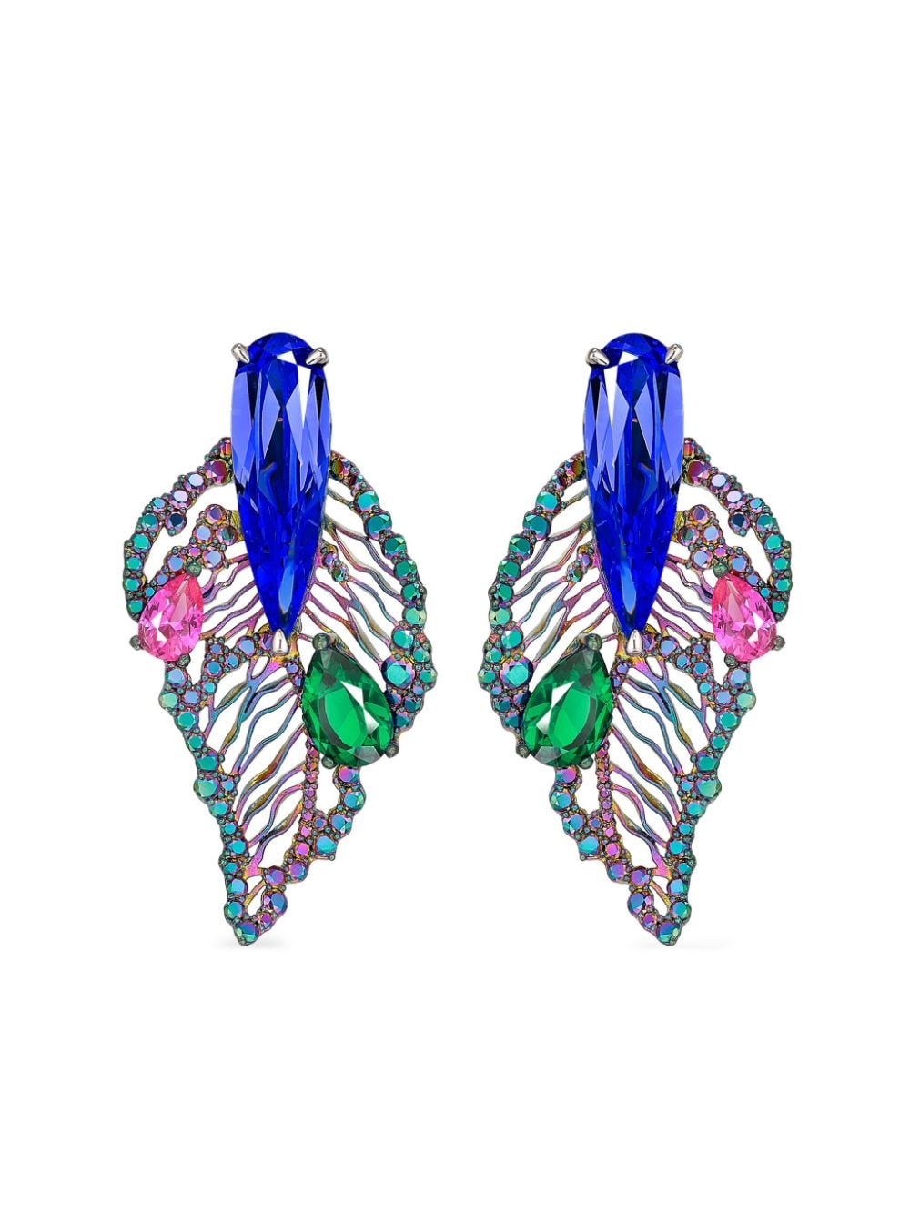 Anabela Chan 18kt white gold vermeil Rainbow Titan multi-stone earrings - Blue von Anabela Chan