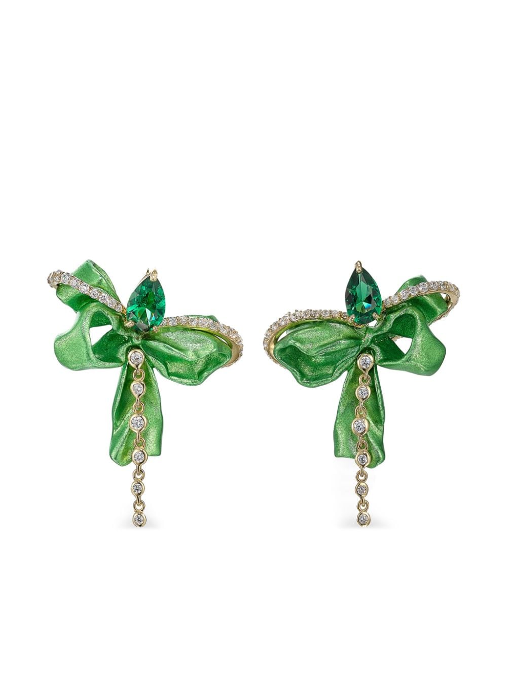 Anabela Chan 18kt yellow gold Cupid's Bow emerald earrings - Green von Anabela Chan