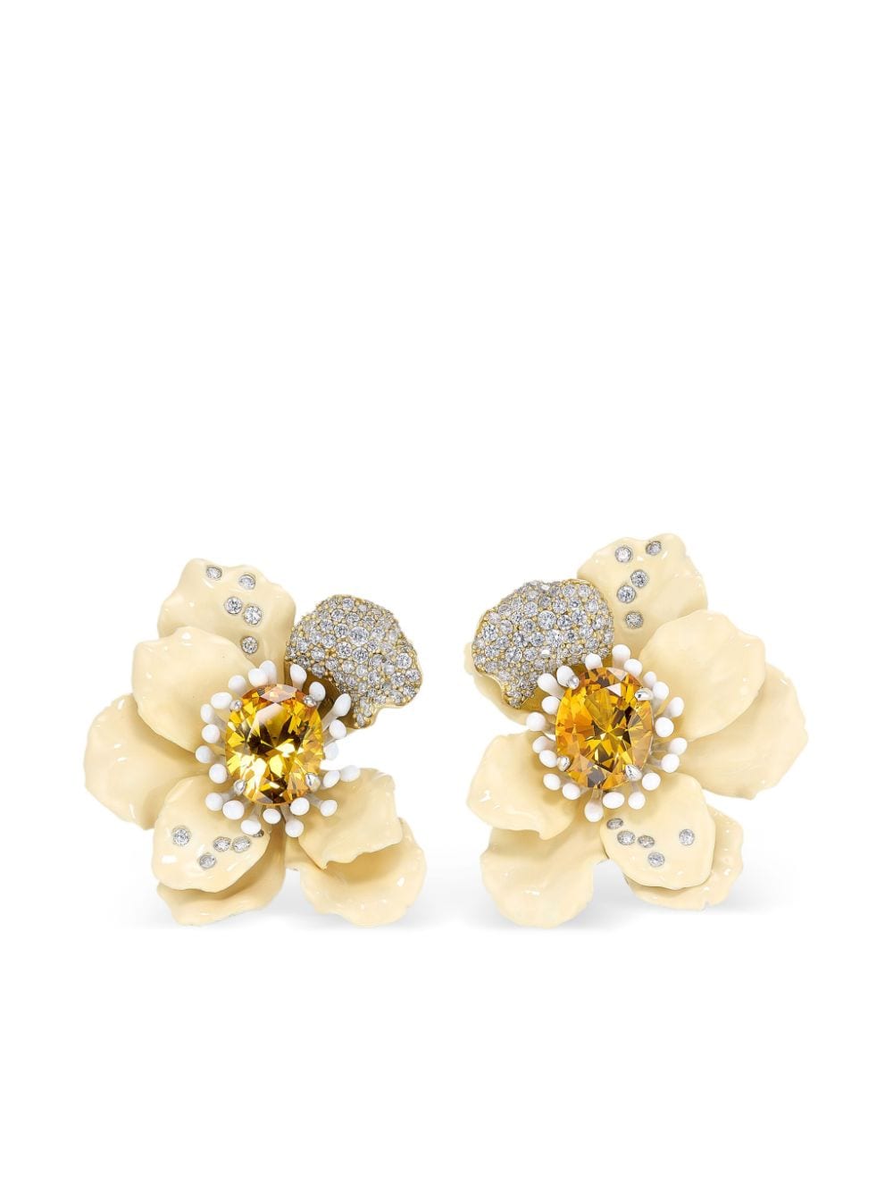 Anabela Chan 18kt yellow gold vermeil Bloom sapphire and diamond earrings - Neutrals von Anabela Chan