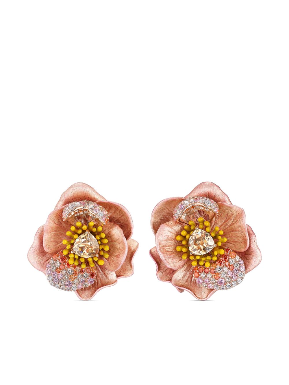 Anabela Chan 18kt yellow gold vermeil Bloom sapphire and diamond earrings - Pink von Anabela Chan