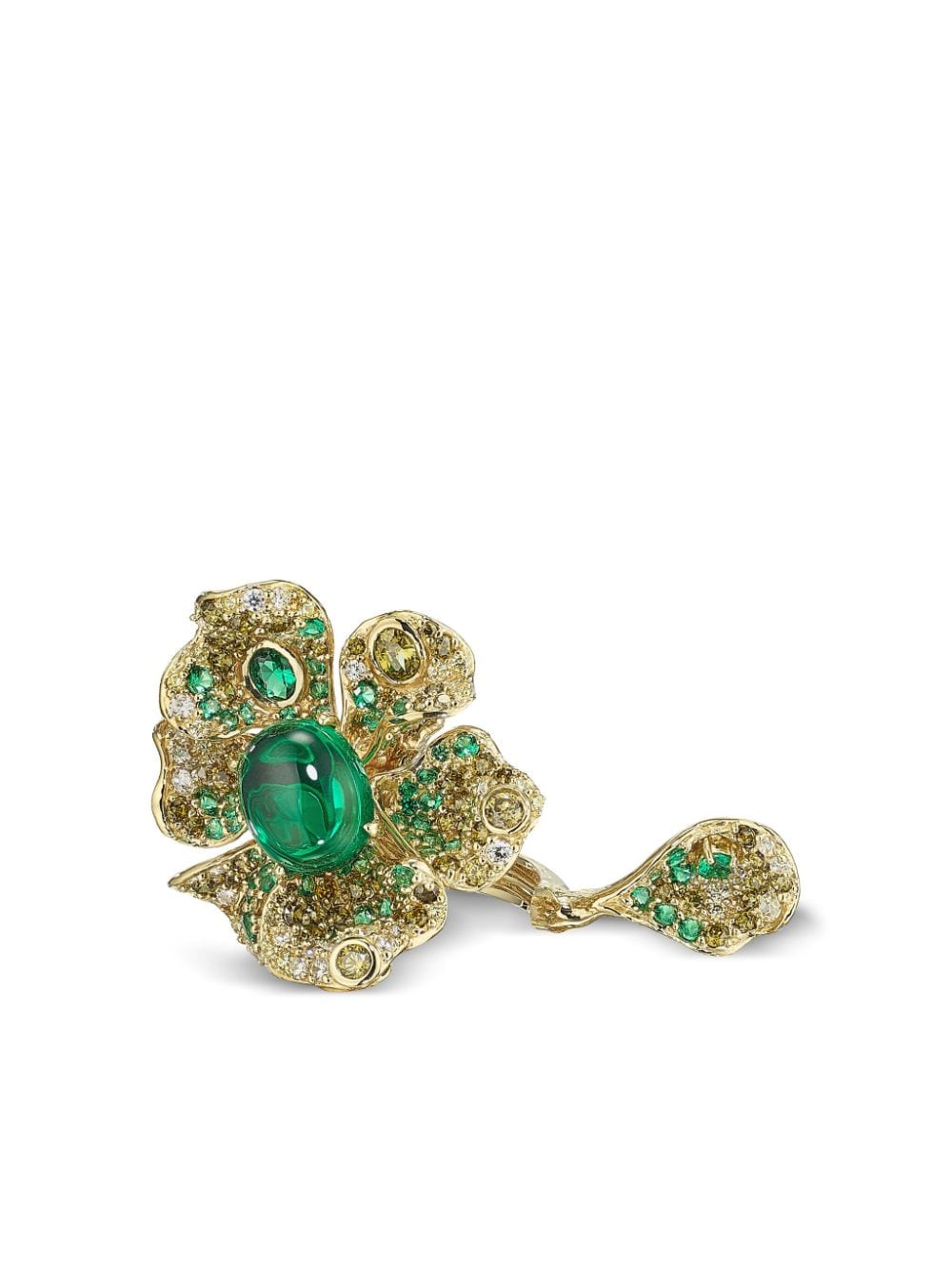 Anabela Chan 18kt yellow gold vermeil Emerald Peony emerald and diamond ring - Green von Anabela Chan