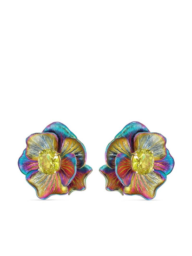 Anabela Chan 18kt yellow gold vermeil Rainbow Bloom quartz earrings von Anabela Chan