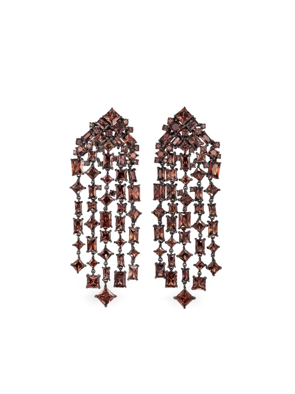 Anabela Chan rhodium Cascade quartz earrings - Brown von Anabela Chan